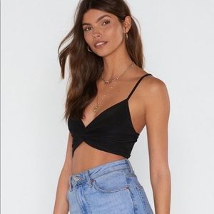 Nasty Gal Black Knot Crop Top